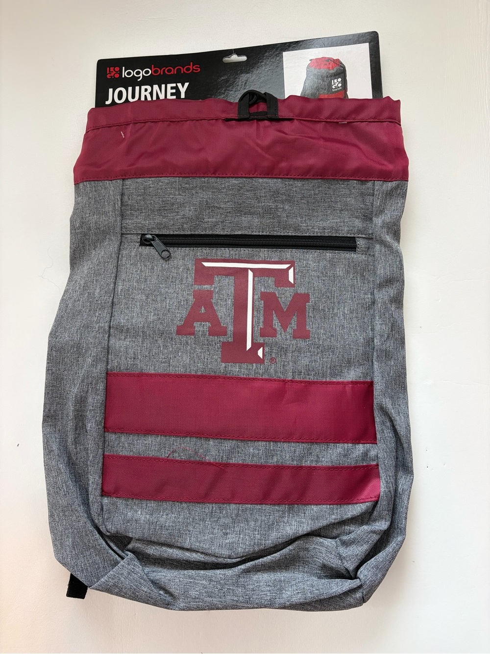 Logo Brands Texas A&M Aggies Journey Backpack Backsack Bookbag ATM Gray/Maroon